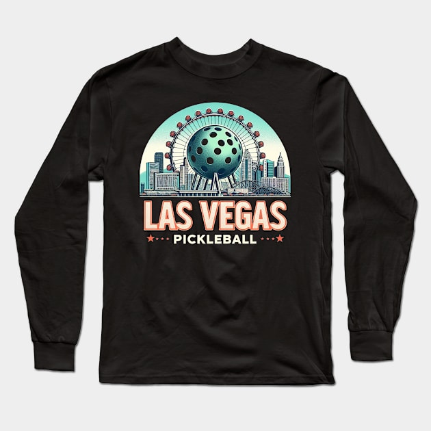 Las Vegas Pickleball Design with High Roller Long Sleeve T-Shirt by Battlefoxx Living Earth